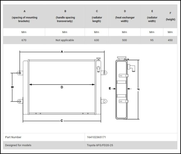 Radiator stivuitor Toyota 6FG/FD20-25